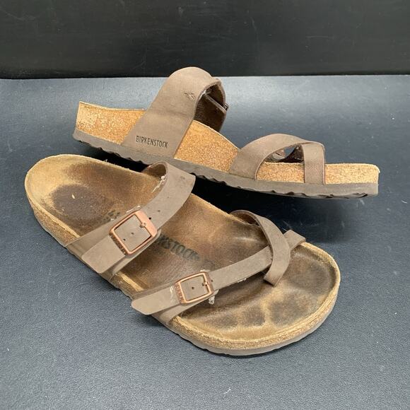 Birkenstock Shoes - Birkenstock Mayari Birkibuc Sandals Toe Loop size 10 Mocha BirkoFlor Regular 41